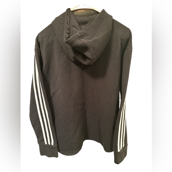 Adidas Women’s Black Hoodie 3 Stripe Sleeve No Strings Large Very‎ Good - Picture 3 of 3